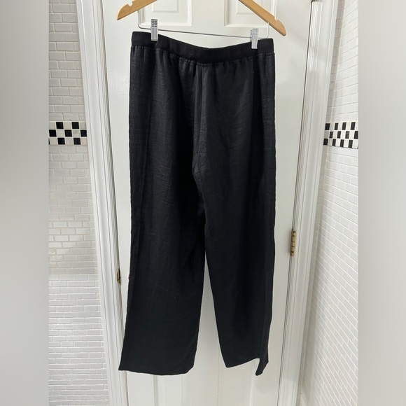 Neiman Marcus black 💯 linen drawstring waist wide leg pants. Pockets. Size 10. - Picture 8 of 8